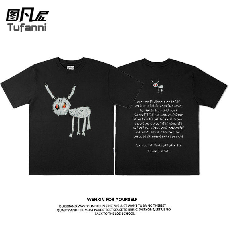 潮牌嘻哈Drake公鸭新专辑for all the dogs短袖T恤街头欧美潮夏季
