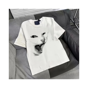 STAMEDM摇滚猫趣味印花浪漫朋克punk厌世纯棉短袖T恤Y2K穿搭灵感