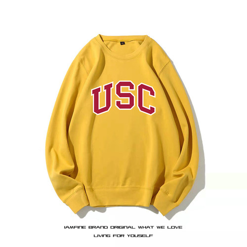 USC美国南加州大学卫衣男无帽校服美式圆领套头长袖NCAA周边衣服