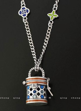 925银复古彩色水桶包香囊吊坠