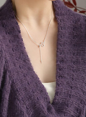 925银法式宫廷风灵蛇精致锁骨链