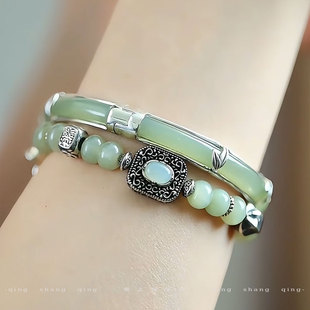 925银民族风扎基拉姆平安扣手镯竹节手镯叠戴女个性气质温柔手串