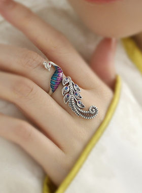 925银民族风珐琅凤凰高级感戒指