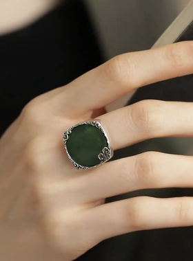 925银复古圆牌祥云轻奢小众戒指