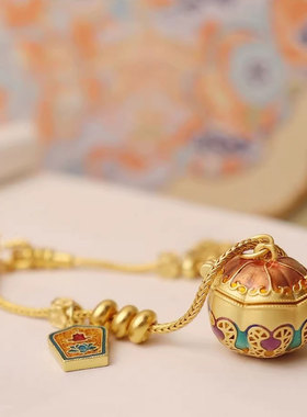 瓜瓞古法金嘎乌盒打开香囊项链