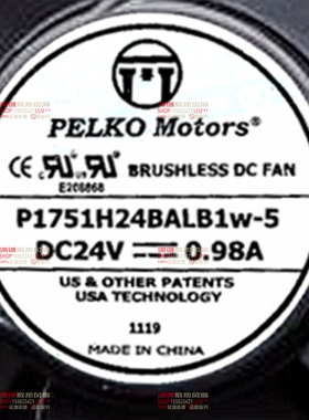 全新 PELKO 17251 P1751H24BALB1W-5 2线直流风扇24V 0.98A