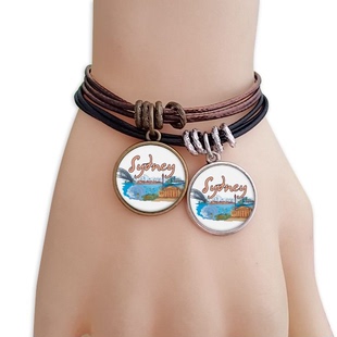 澳大利亚悉尼歌剧院图样黑棕手链对饰品情侣礼物礼品自带仙气