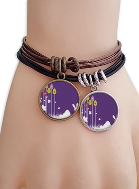 复活节快乐节日紫色彩蛋黑棕手链对饰品情侣礼物礼品自带仙气