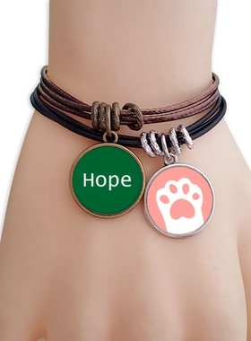 希望Hope英文励志词语黑棕手链对饰品猫咪礼物礼品自带仙气