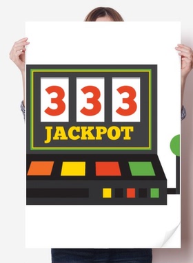 老虎机插画纹样头等奖海报贴纸80x55cm墙贴纸卧室家居装饰