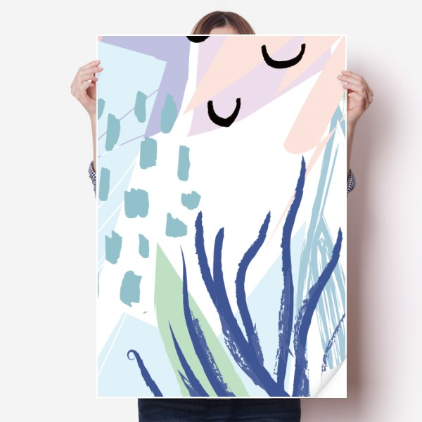 植物插画墙贴纸卧室海报