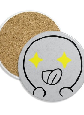 眼睛放金光黑色聊天表情圆形陶瓷杯垫水杯隔热垫2片装礼品礼物