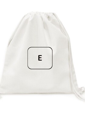 键盘符号E帆布背包购物旅行双肩拉带抽绳书包礼物网红潮流