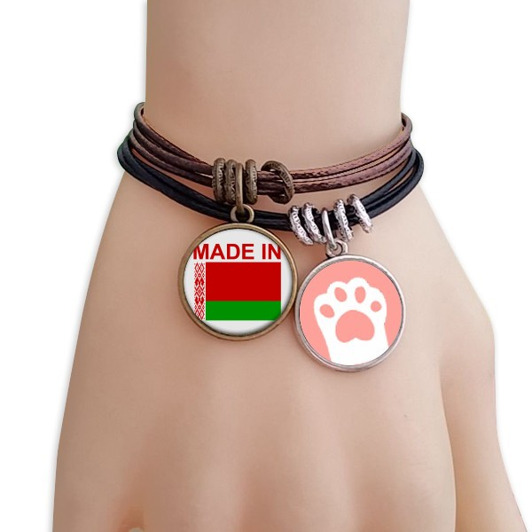 白俄罗斯国旗国家制造黑棕手链对饰品猫咪礼物礼品自带仙气