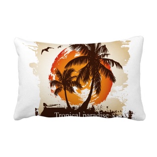 沙滩椰子树纹样插画抱枕靠枕腰枕沙发靠垫双面含芯礼物安全午睡