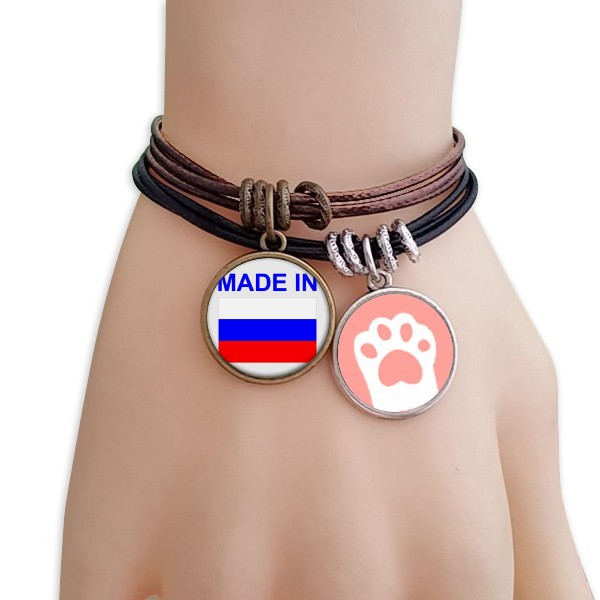 俄罗斯国旗国家制造黑棕手链对饰品猫咪礼物礼品自带仙气