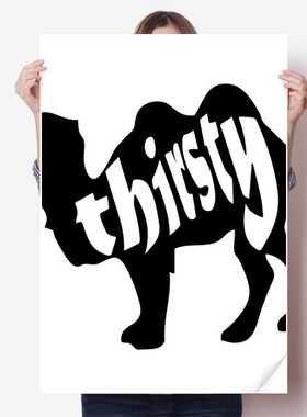 黑色骆驼动物剪影自然海报贴纸80x55cm墙贴纸卧室家居装饰