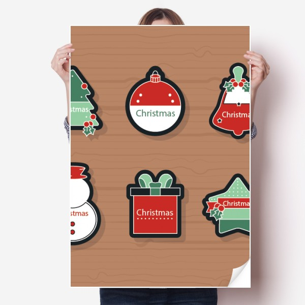 圣诞节卡通标志墙贴纸卧室海报