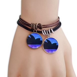 悉尼歌剧院剪纸水彩黑棕手链对饰品情侣礼物礼品自带仙气