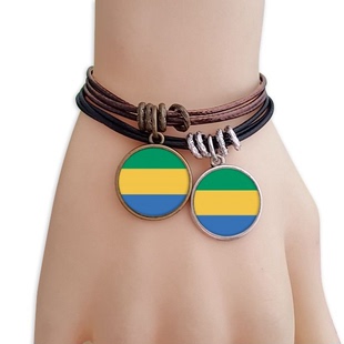 加蓬国旗非洲国家象征符号图案黑棕手链对饰品情侣礼物礼品