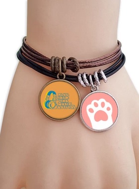 耳机橙色音乐乐器图案黑棕手链对饰品猫咪礼物礼品自带仙气