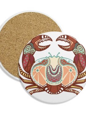 巨蟹座星座标志插画图案圆形杯垫水杯隔热垫2片装礼品礼物茶道