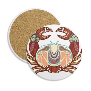 巨蟹座星座标志插画图案圆形杯垫水杯隔热垫2片装礼品礼物茶道