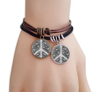 和平鸽反战设计图案黑棕手链对饰品情侣礼物礼品自带仙气