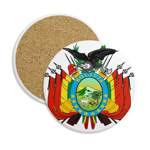 玻利维亚国徽标志符号图案圆形杯垫水杯隔热垫2片装礼品礼物茶道