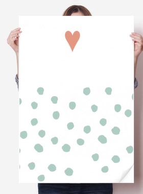 爱心抽象花卉北欧插画海报贴纸80x55cm墙贴纸卧室家居装饰