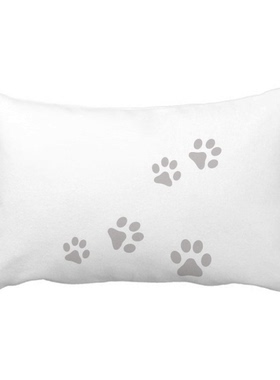 猫喵动物灰色脚印艺术纹理抱枕靠枕腰枕沙发靠垫双面含芯礼物
