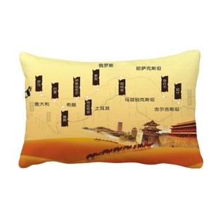 骆驼沙漠丝绸之路地图抱枕靠枕腰枕沙发靠垫双面含芯礼物安全午睡