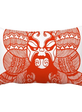 北京剪纸红色京剧脸谱抱枕靠枕腰枕沙发靠垫双面含芯礼物安全午睡