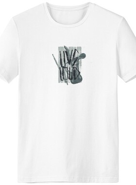 灰色爵士乐乐器图案男女白色短袖T恤创意纪念衫个性上衣夏服装