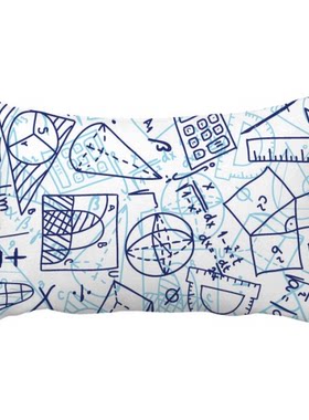 手绘数学标尺计算器剪子插画抱枕靠枕腰枕沙发靠垫双面含芯礼物