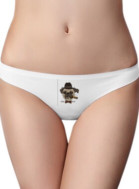 英伦风带领结帽子吸烟的绅士狗女士美丽白色无痕内裤丁字裤1片装