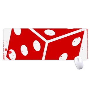 赌场红色骰子插画纹样超大号游戏办公防滑锁边鼠标垫80x30cm礼物