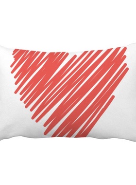 情人节红色心形一笔画抱枕靠枕腰枕沙发靠垫双面含芯礼物安全午睡