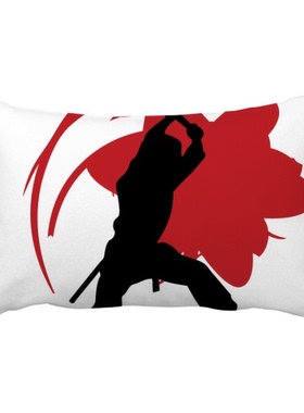 日本武士道武士花轮廓亚洲抱枕靠枕腰枕沙发靠垫双面含芯礼物