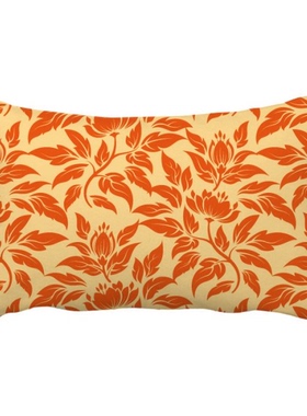金橙色古典花纹植物纹样抱枕靠枕腰枕沙发靠垫双面含芯礼物