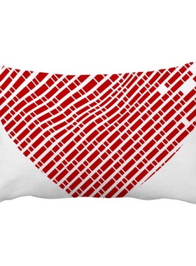 情人节红色心形条纹图案抱枕靠枕腰枕沙发靠垫双面含芯礼物