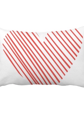 涂鸦情人节红色心形线条抱枕靠枕腰枕沙发靠垫双面含芯礼物