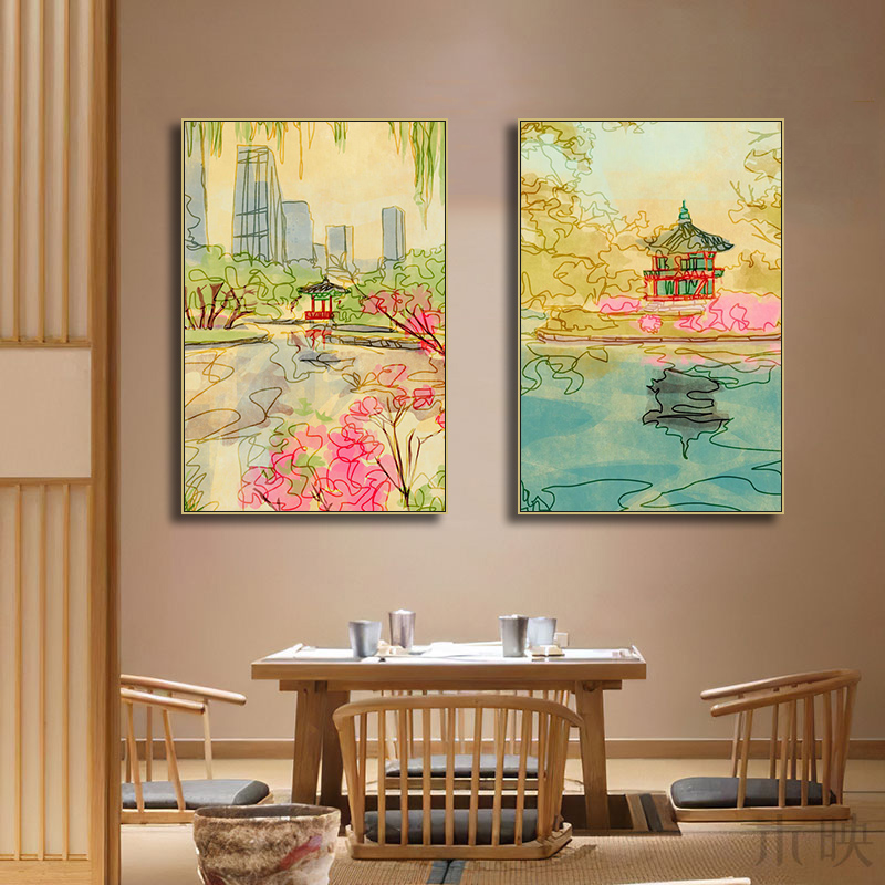 朝鲜民族风俗人物装饰画复古韩式料理餐厅挂画韩国烤肉炸鸡店壁画图片