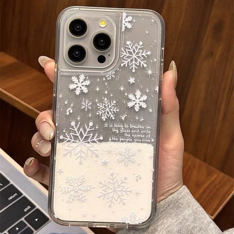 ins风简约雪花流沙适用苹果1手机保护套/壳