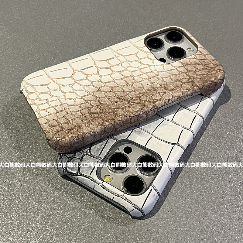 气质渐变鳄鱼皮纹适用iPhone15Promax苹果13手机壳14半包11新款12