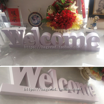 公司前台布置摆件道具welcome