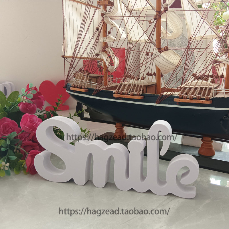 微笑smile hello桌面字母小摆件ins风床头柜书桌装饰儿童房间摆设