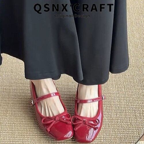 时尚内增高蝴蝶结玛丽珍鞋女2026夏季新款方头粗跟浅口单鞋配裙子