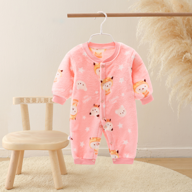 加绒保暖法兰绒冬季加厚连体衣