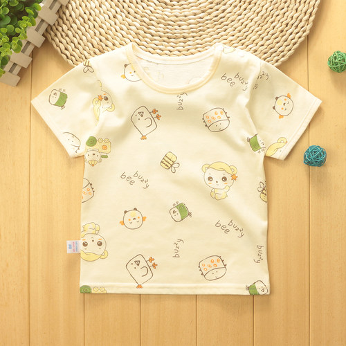 新生婴儿夏季薄款衣服0男女宝宝纯棉圆领短袖T恤衫上衣3-6-12个月